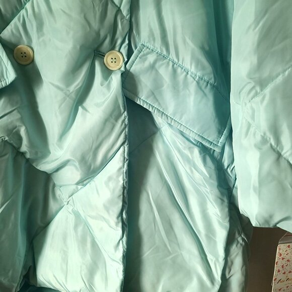 Free People Ella Puffer Jacket Sz M Blue Button Front Pockets Cozy NWT $168 - Picture 11 of 14
